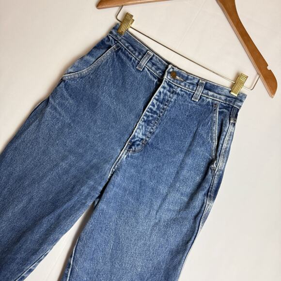 CALVIN KLEIN Vintage 70s-80s USA Made Faded Tapered Mom Blue Jeans Womens 10 - Picture 4 of 12